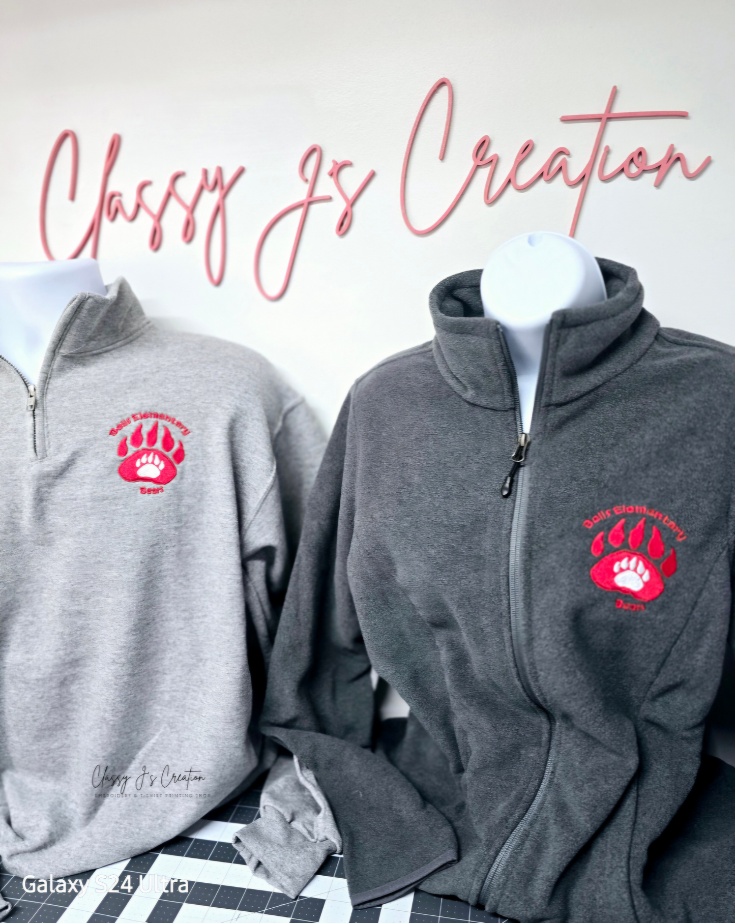 Embroidery Quarter Zip Sweatshirt & Zip Jacket